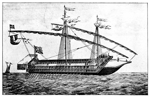 A galley of the Knights of Malta, from Sea Wolves in the Mediterranean by E. Hamilton Currey (public domain)